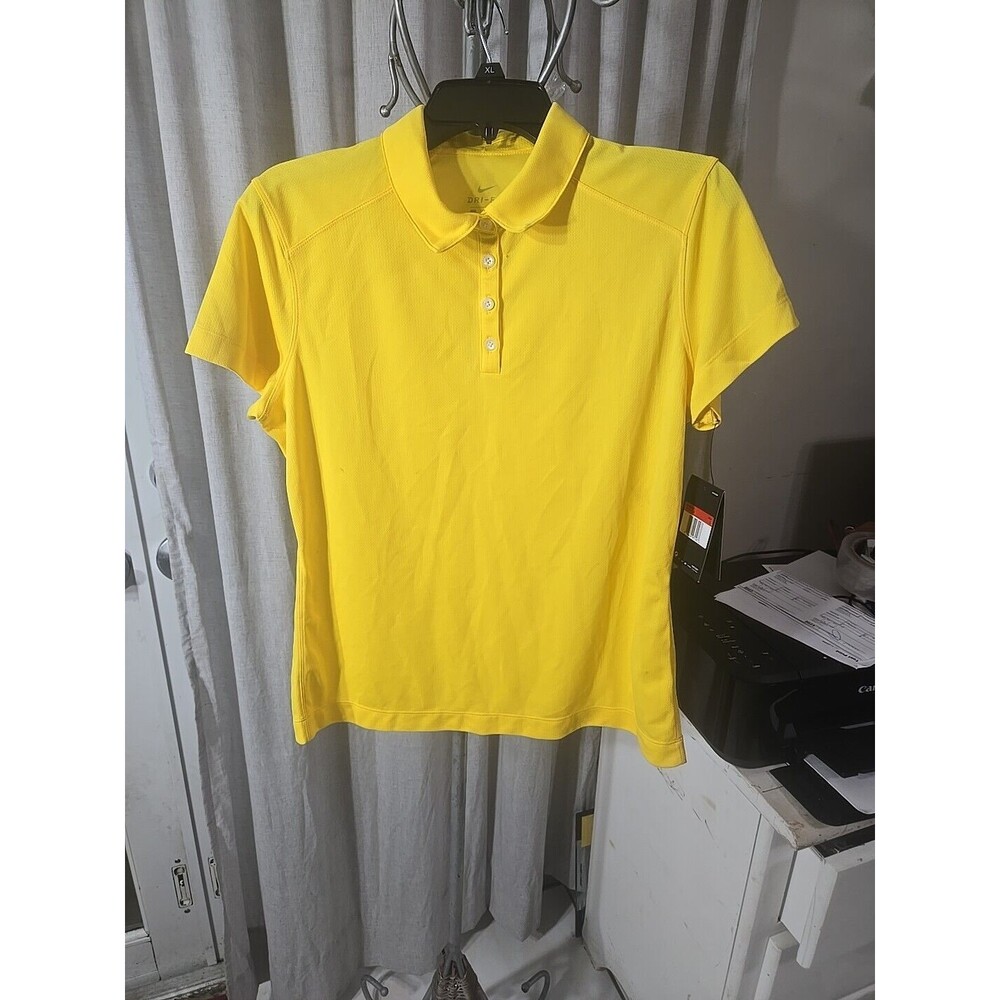 Nike Dri Fit Victory Ladies Yellow Large Golf Polo Shirt NWT NEW 354064-719